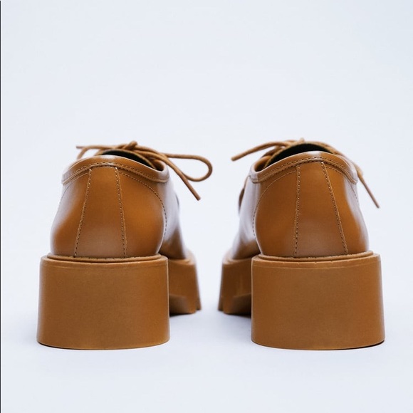 Zara Brown Flat Platform Leather Loafers - Picture 8 of 10